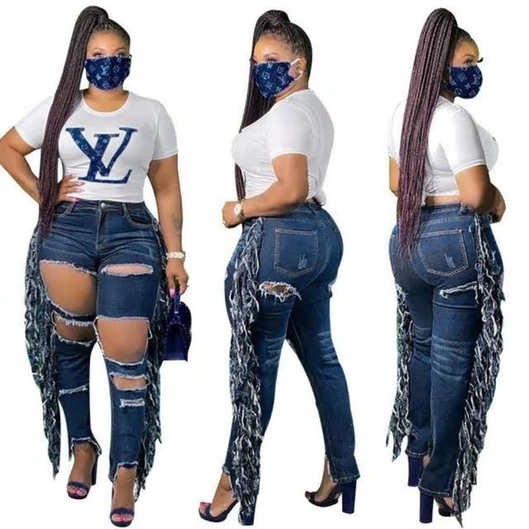 Joy Fringe Ripped Jeans - Picture 1 of 5
